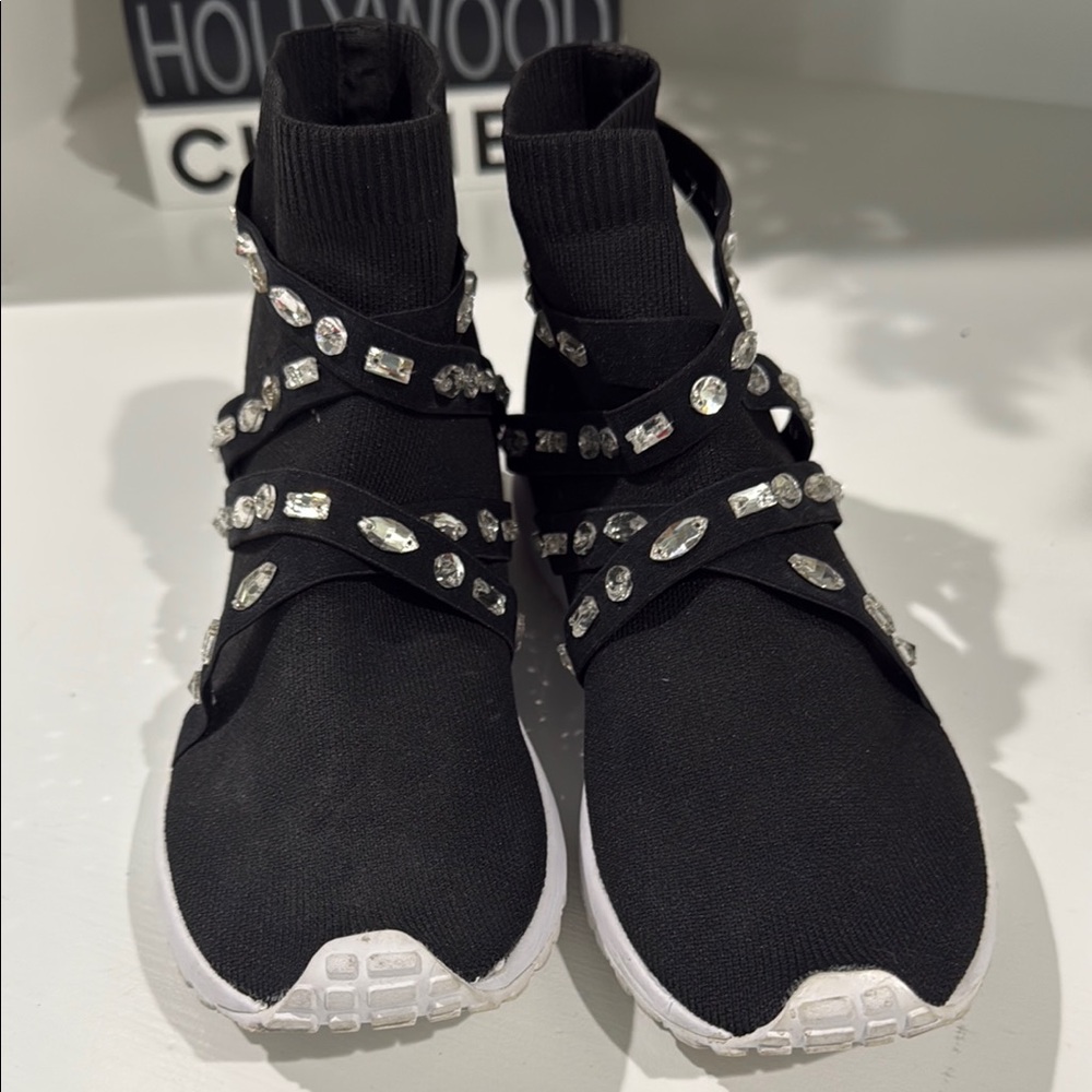 Black Embellished Women's Sneakers